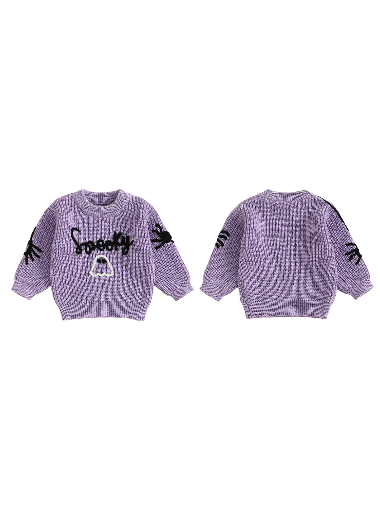 Baby Halloween Sweater Toddler Pumpkin Embroidery Pullover Infant Warm Crewneck Long Sleeve Tops for Boys and Girls