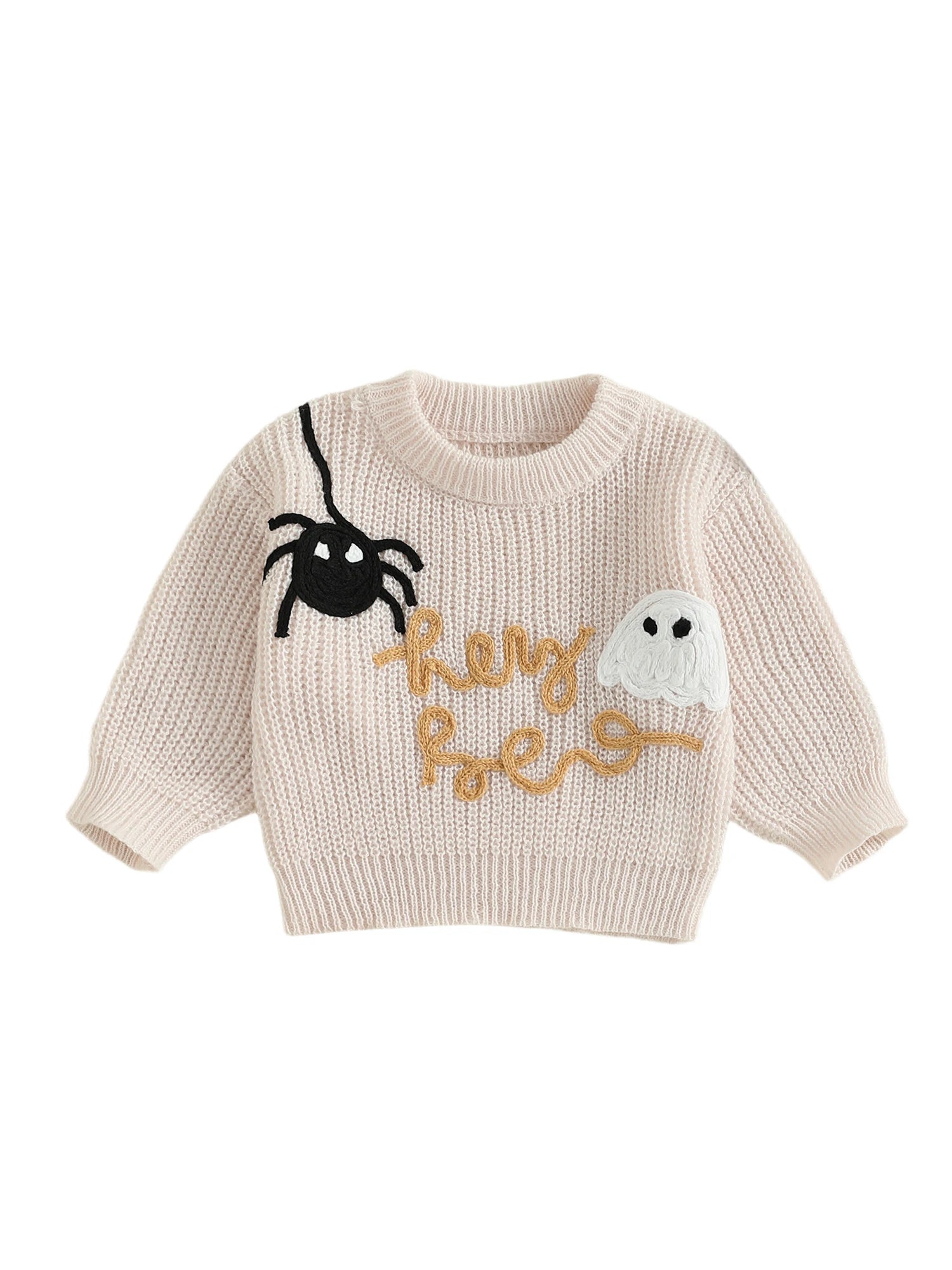Baby Halloween Sweater Toddler Pumpkin Embroidery Pullover Infant Warm Crewneck Long Sleeve Tops for Boys and Girls